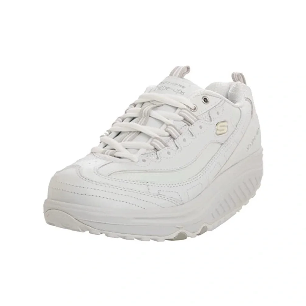 Skechers Shape Ups White Lace Up Toning Active Sneakers Womens Size 9.5